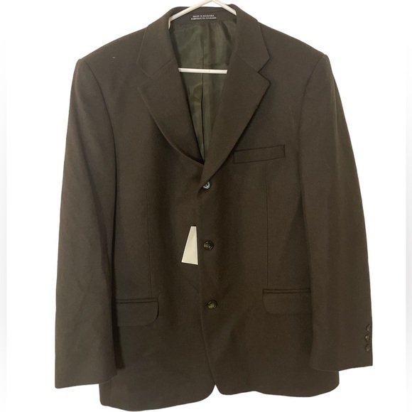 Deadstock Vintage New Giorgio Sappini Wool Cashmere Dark Green Sports Coat 44R - Picture 1 of 6